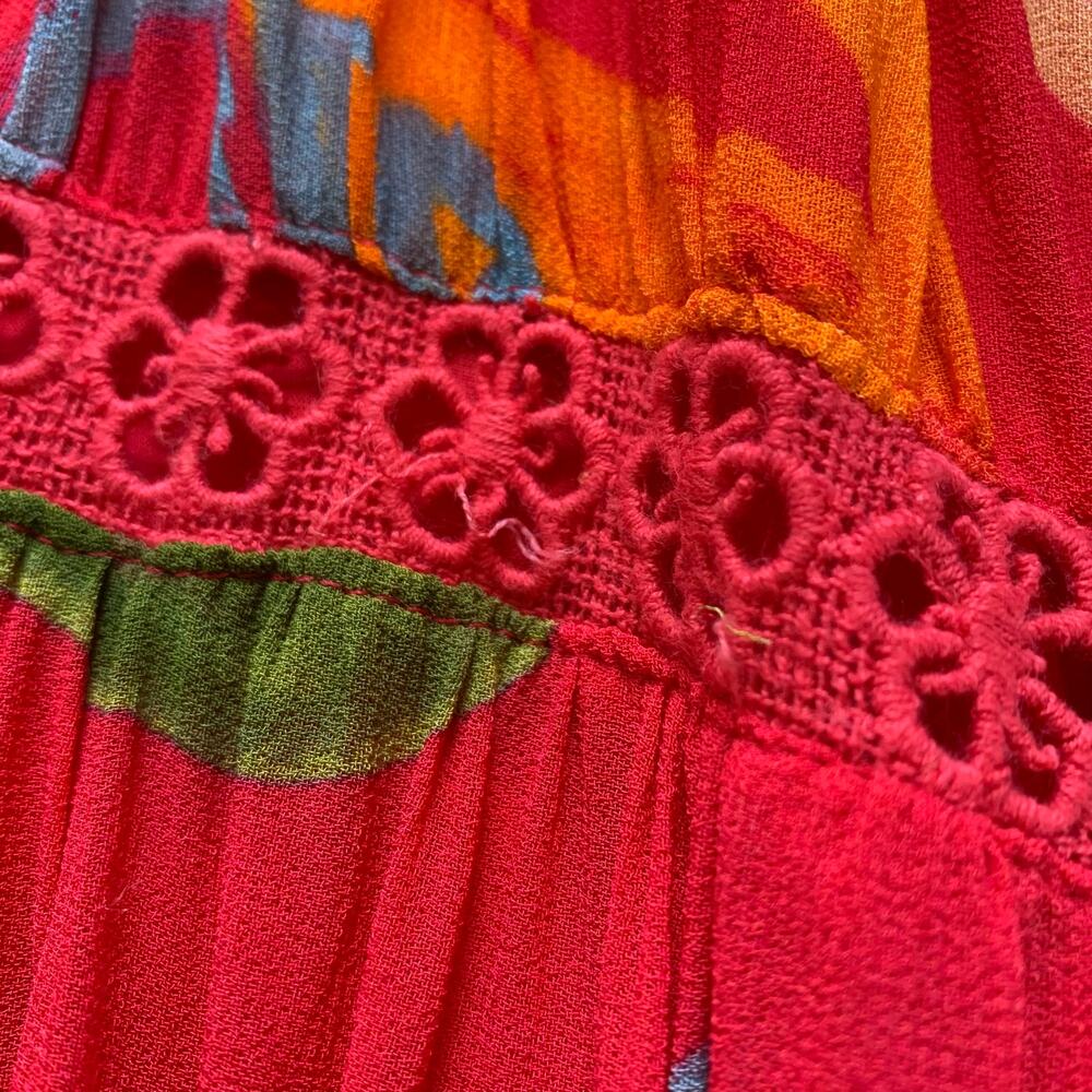 Farm Rio Mixed Fruits Ocean Maxi Dress Tiered Beaded Tassel Tropical Resort XL - Picture 16 of 16